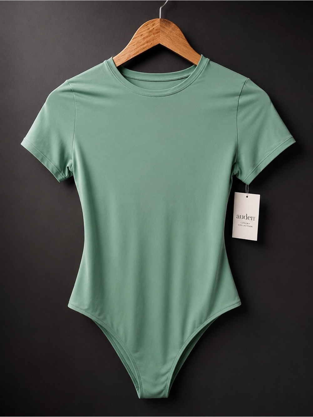Auden Luxury Collection Green Short Sleeve Bodysuit – Size L NWT
